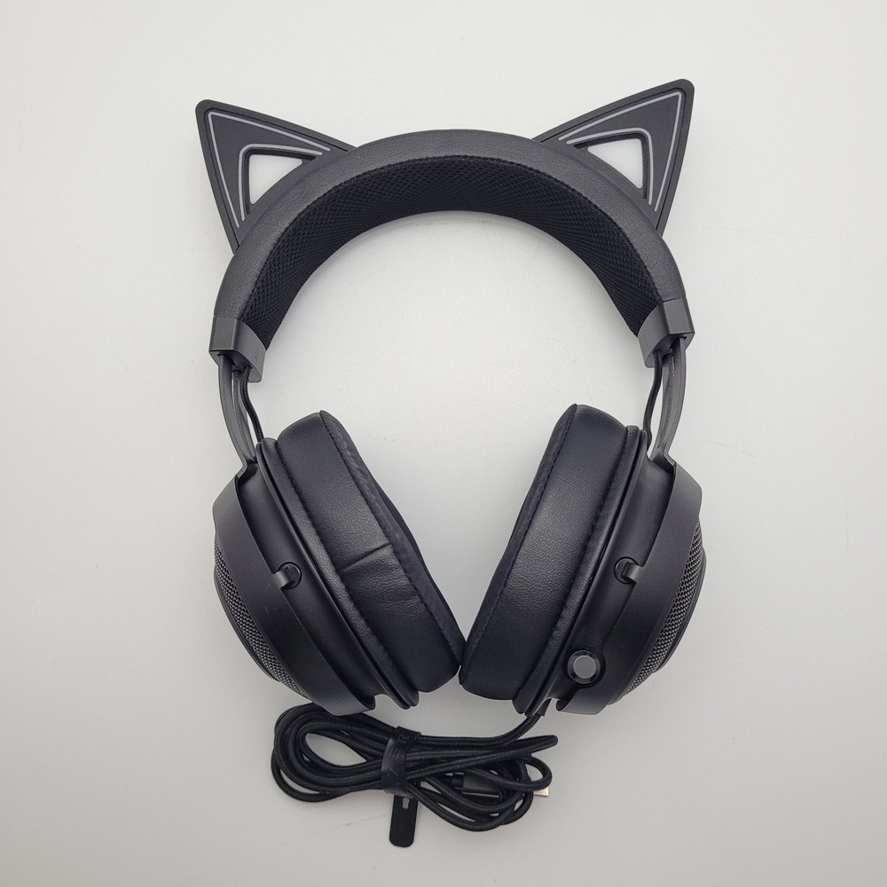 Razer Kraken Kitty RGB Cat Ear Gaming Headset Black Retractable Microphone